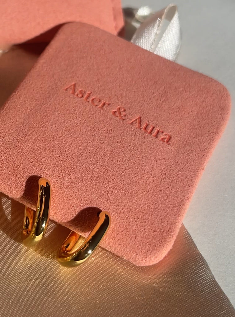 Amara Gold Link Small Hoop Huggies Earrings