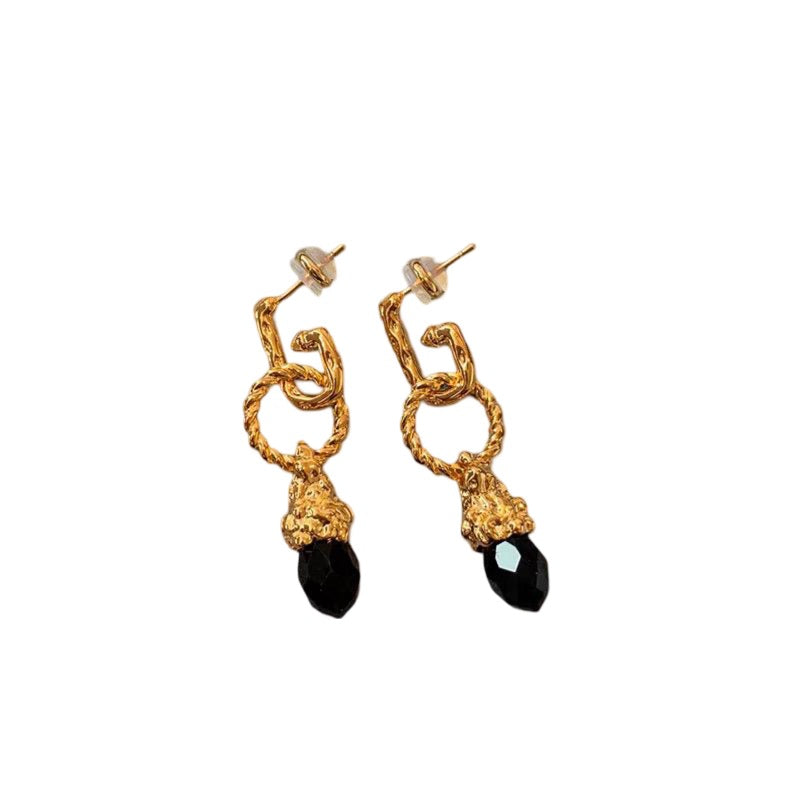 Andromeda Black Pendant Gold Earrings