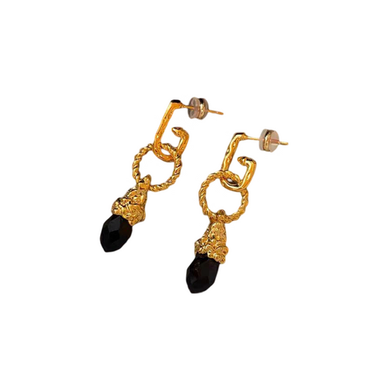 Andromeda Black Pendant Gold Earrings