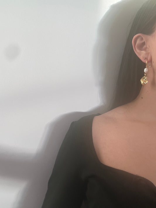 Ariel Freshwater Pearl Gold Drop Earrings