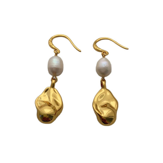 Ariel Freshwater Pearl Gold Drop Earrings