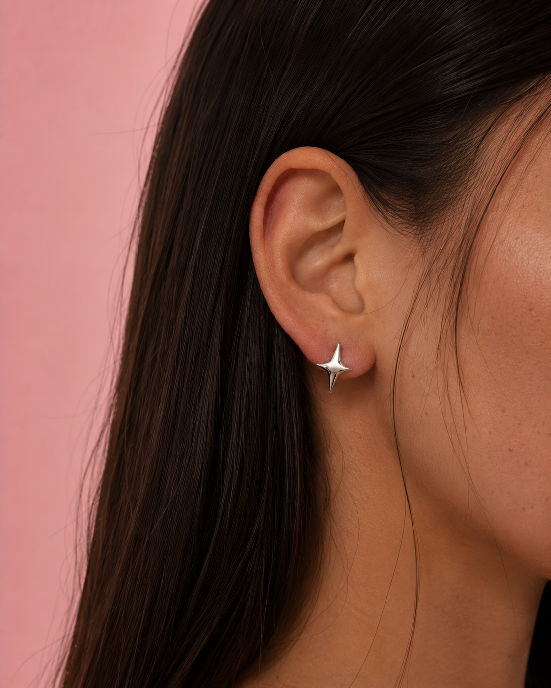 Astria Dainty Star Huggies Silver Earrings