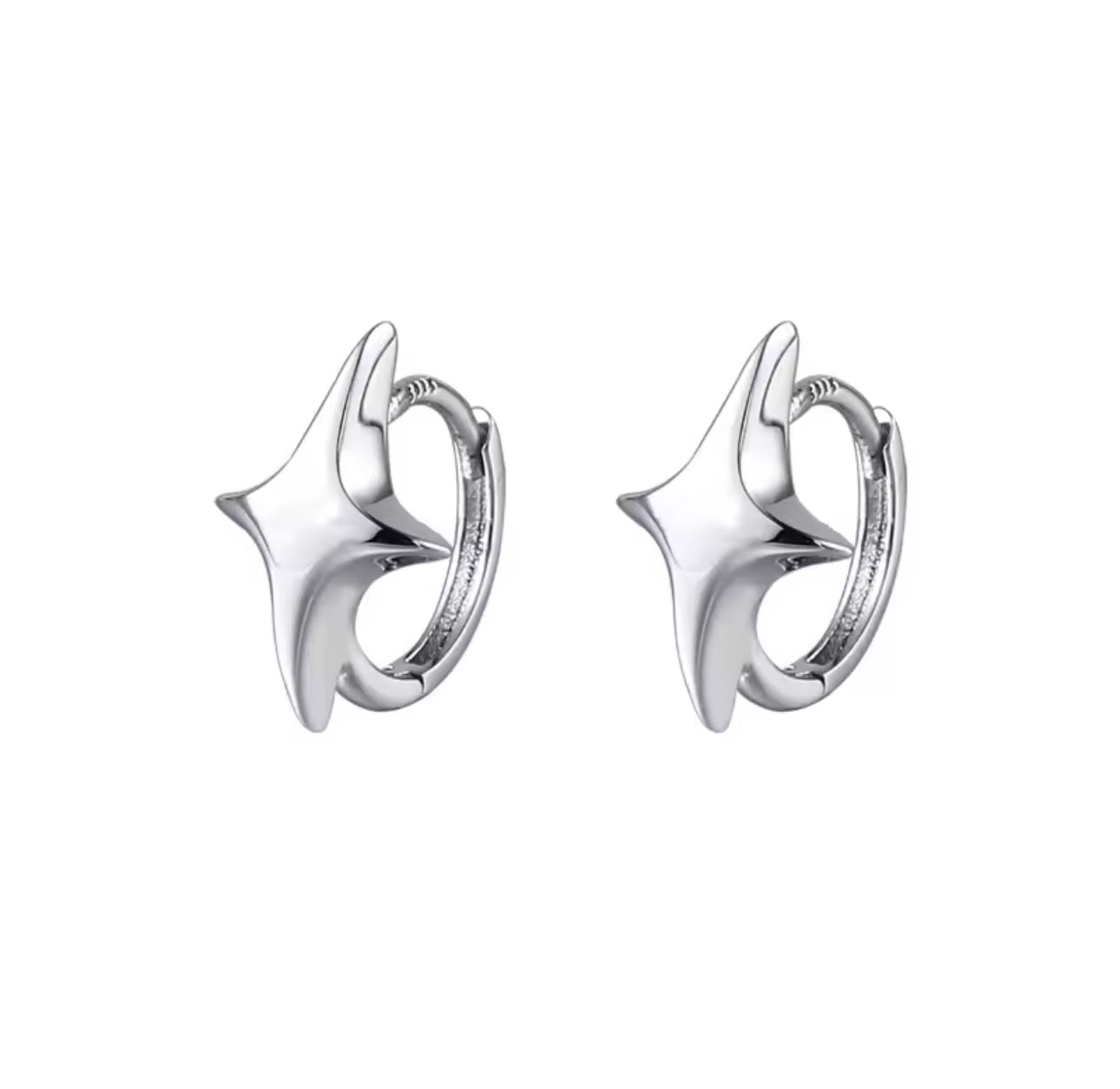 Astria Dainty Star Huggies Silver Earrings