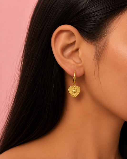 Aurora Heart Vintage Gold Earrings