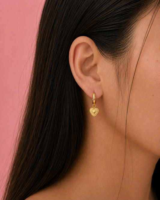 Aurora Heart Vintage Gold Earrings
