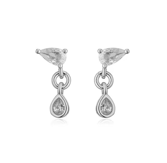 Aurora Teardrop Dainty Silver Stud Earrings