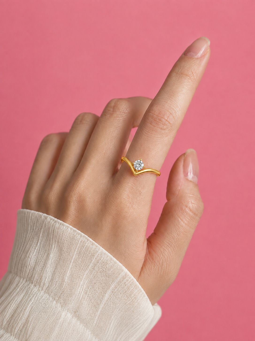 Celestine Solitaire Crystal Adjustable Gold Dainty Ring