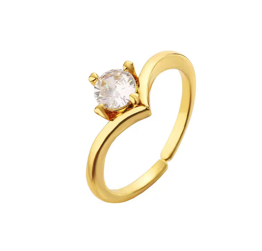 Celestine Solitaire Crystal Adjustable Gold Dainty Ring