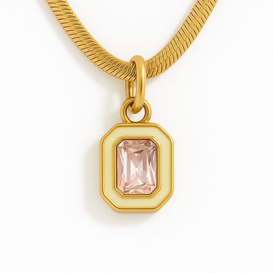 Enchanter’s Yellow Gem Snake Chain Charm Gold Necklace