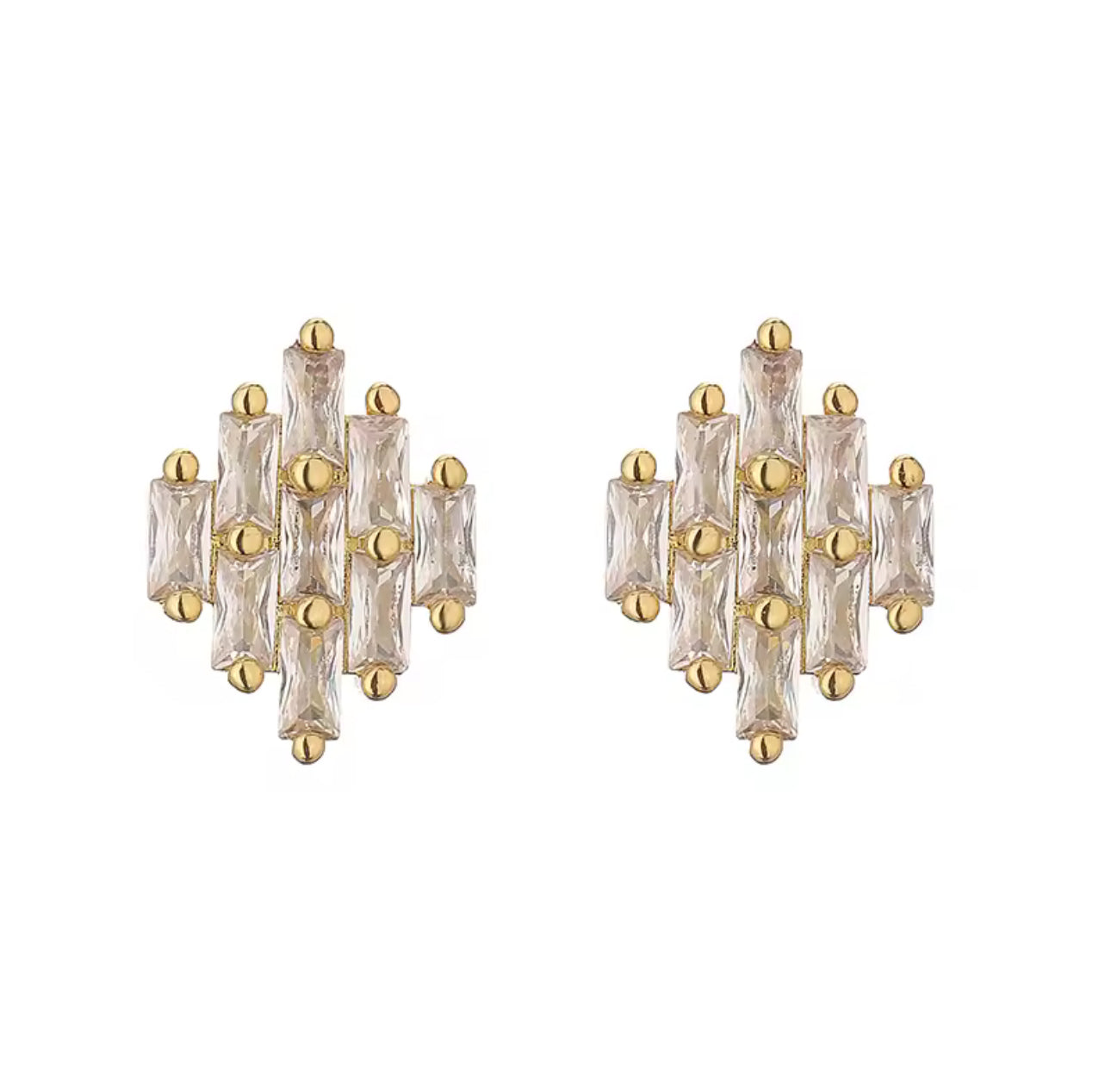 Evelina Diamond Stud Dainty Gold Earrings