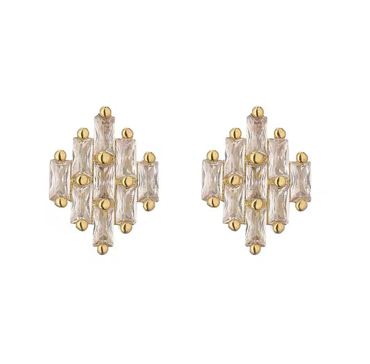 Evelina Diamond Stud Dainty Gold Earrings