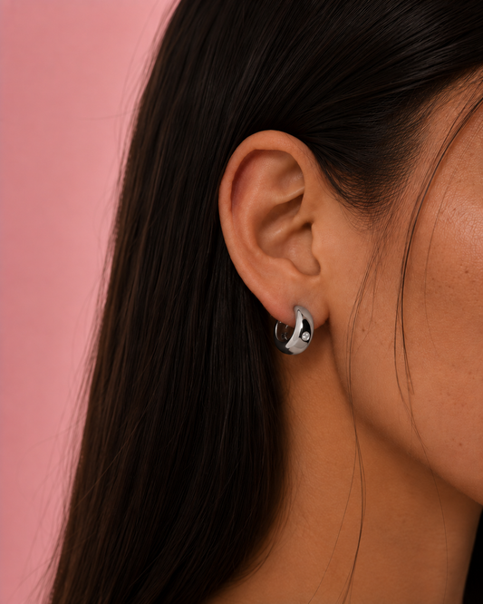 Hazel Silver Hoop Earrings