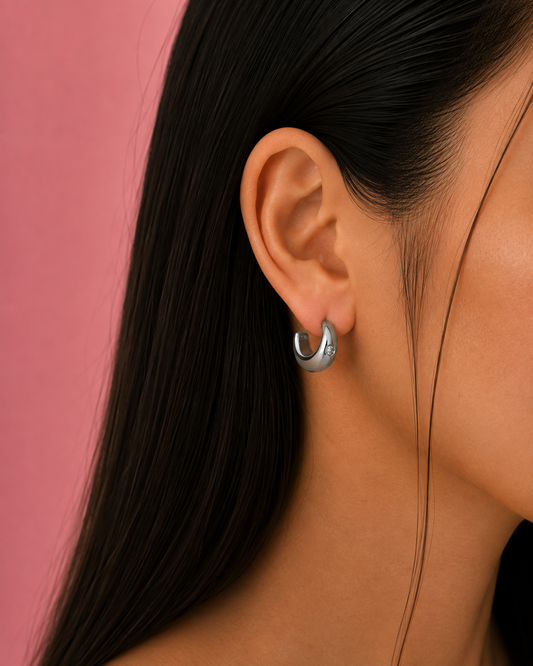 Hazel Silver Hoop Earrings