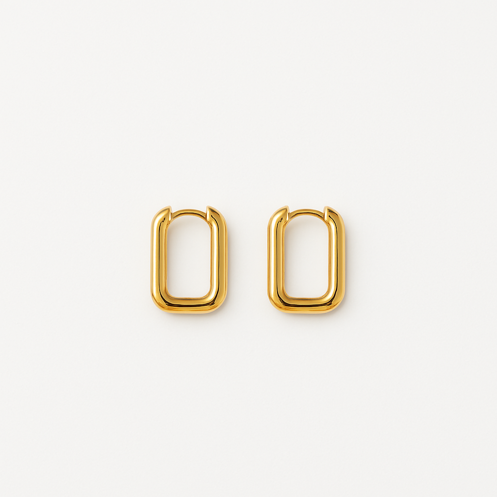 Amara Gold Large Link Hoop Huggies Earrings