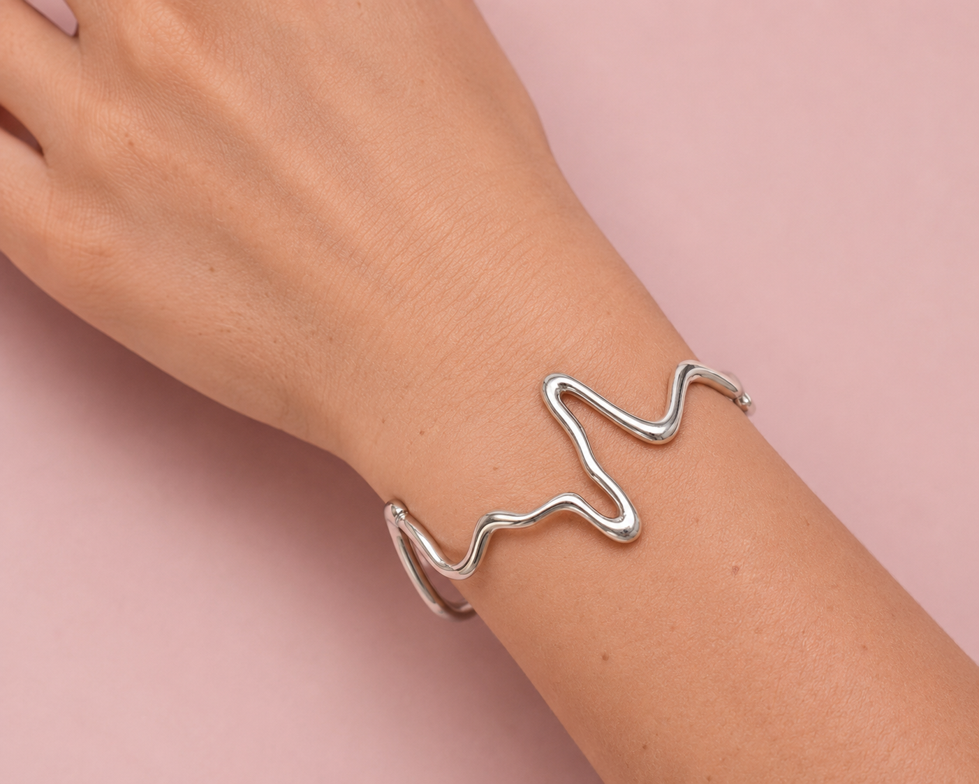 Lunar Wave Adjustable Silver Bracelet