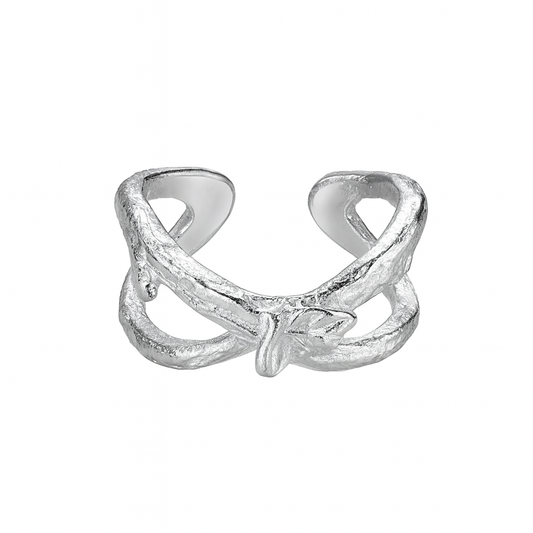 Mystic Woodland Hammered Silver Adjustable Ring