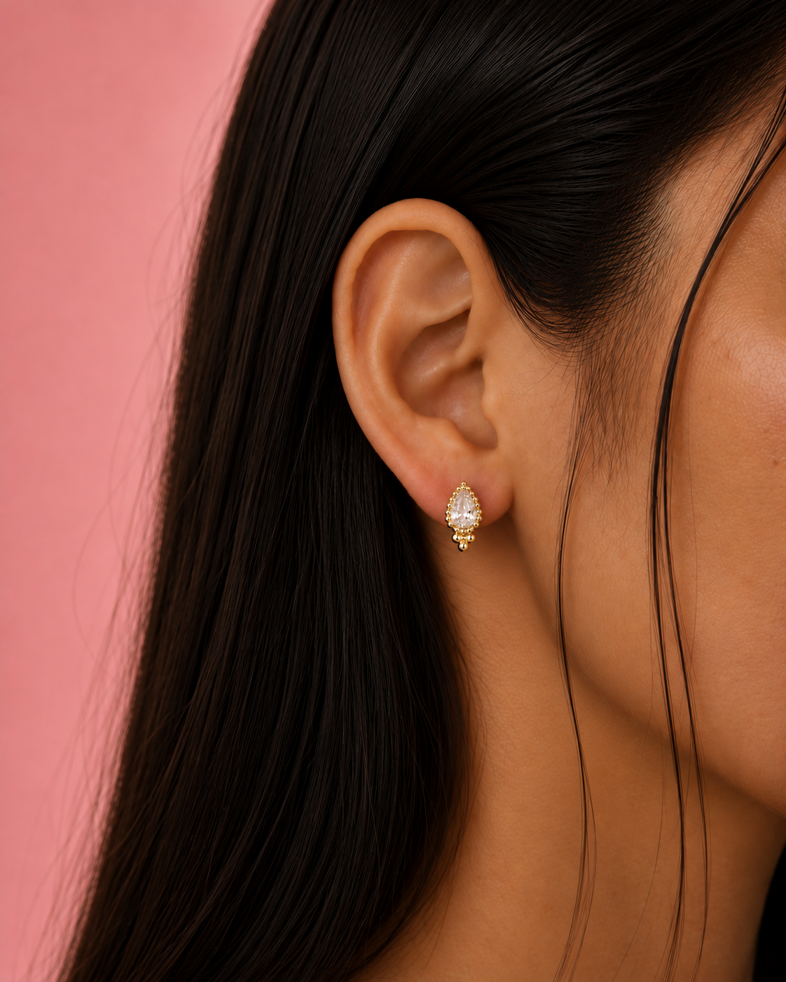 Nyra Dainty Gold Stud Earrings – view 3