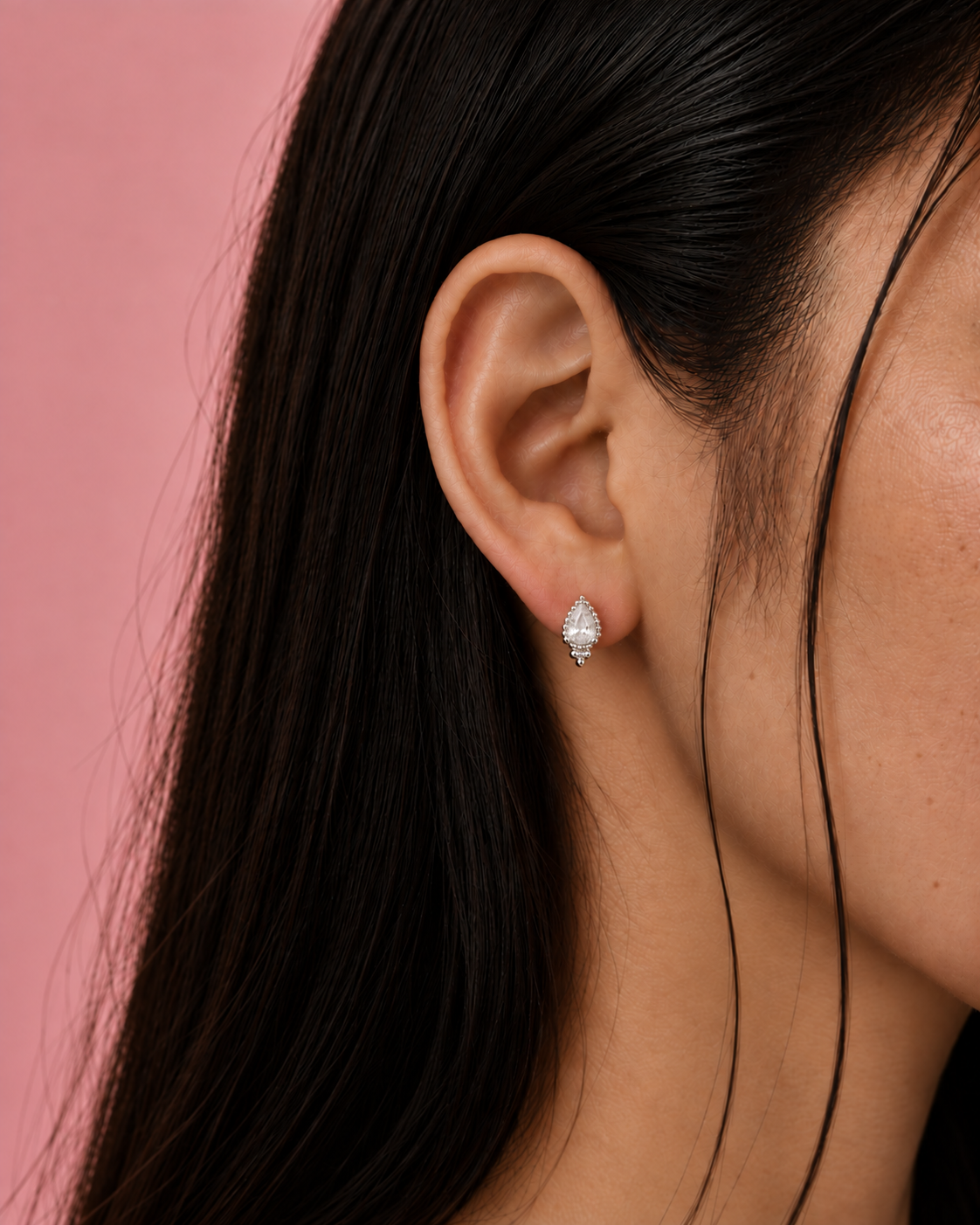 Nyra Dainty Silver Stud Earrings – view 3