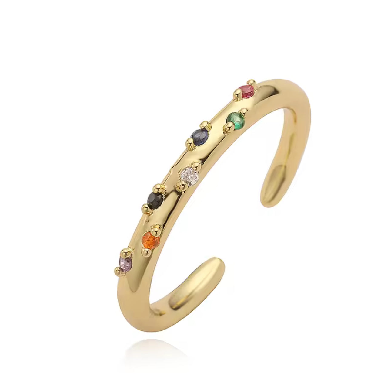 Rainbow Gems Gold Dainty Adjustable Ring