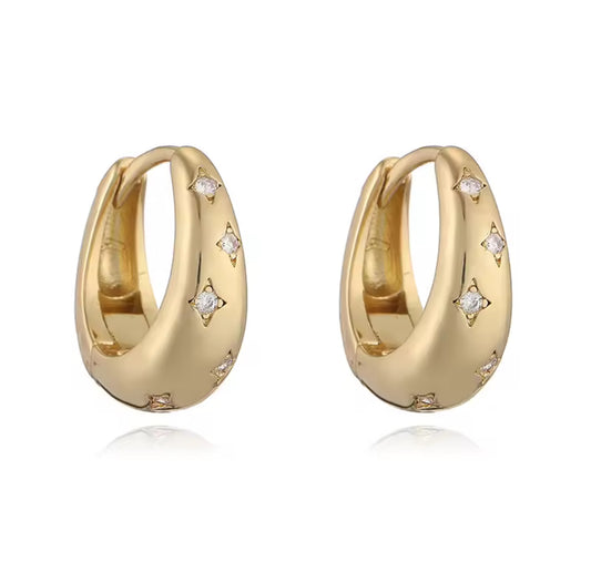 Solara Dainty Gold Hoop Huggies Earrings
