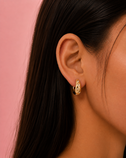 Solara Dainty Gold Hoop Huggies Earrings