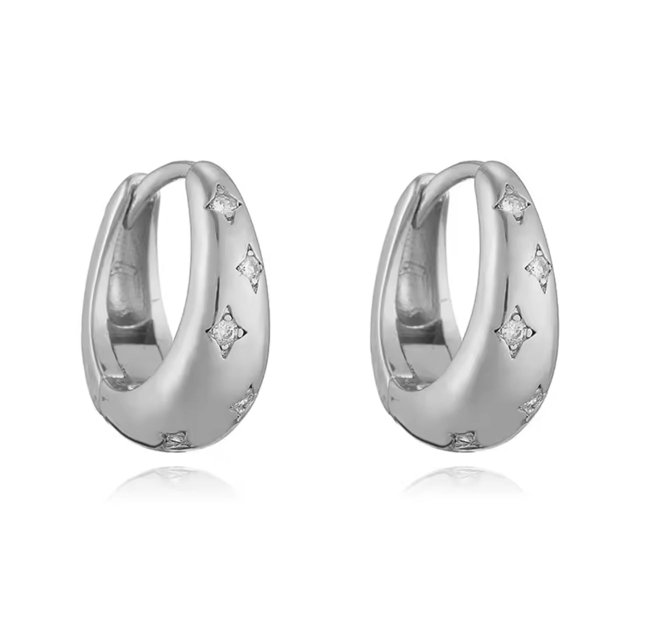 Solara Dainty Silver Hoop Huggies Earrings