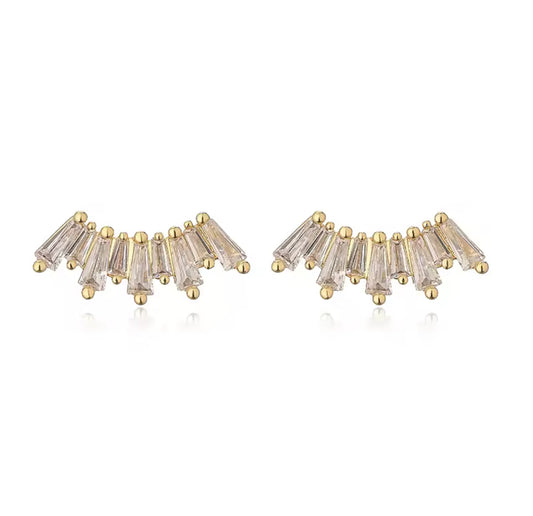 Soleil Crystal Dainty Gold Stud Earrings