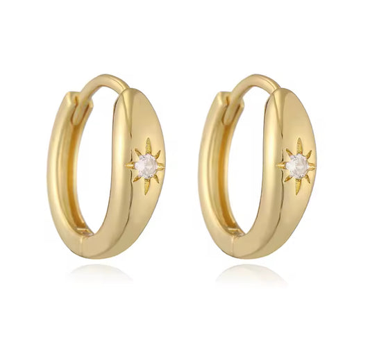 Stardust Dainty Gold Hoop Huggies Earrings