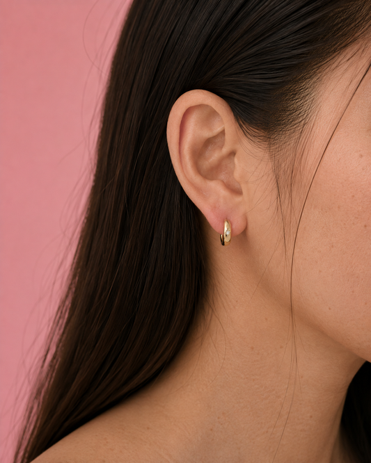 Stardust Dainty Gold Hoop Huggies Earrings