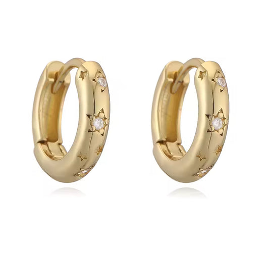 Starlight Dainty Gold Hoop Huggies Earrings