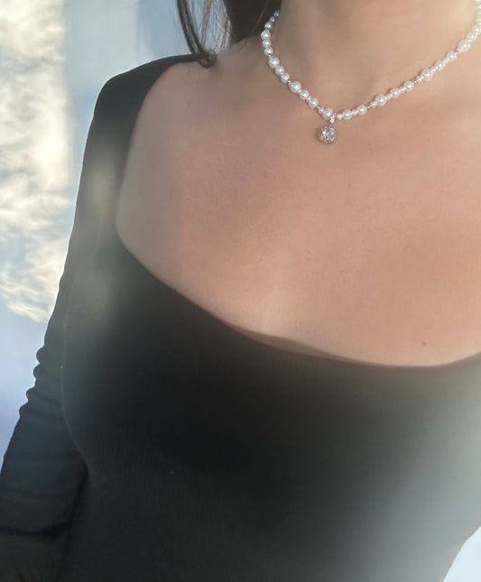 Willow Pearl Silver Charm Necklace