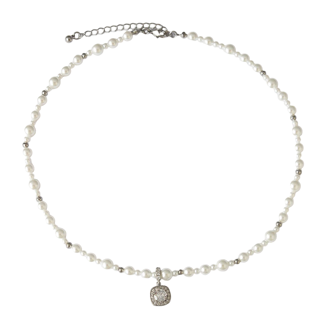 Willow Pearl Silver Charm Necklace
