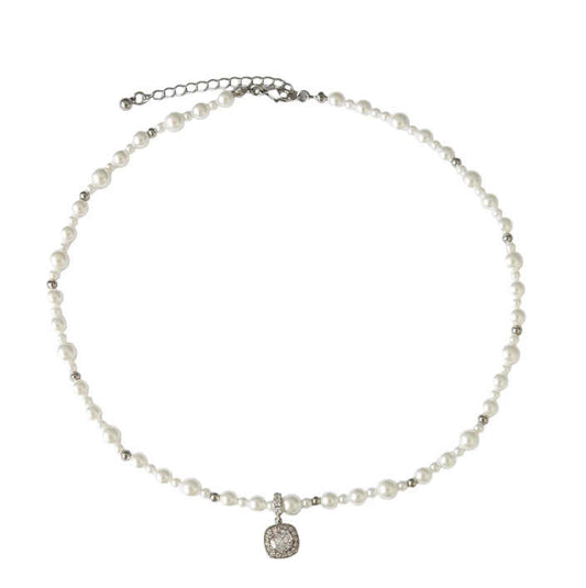 Willow Pearl Silver Charm Necklace