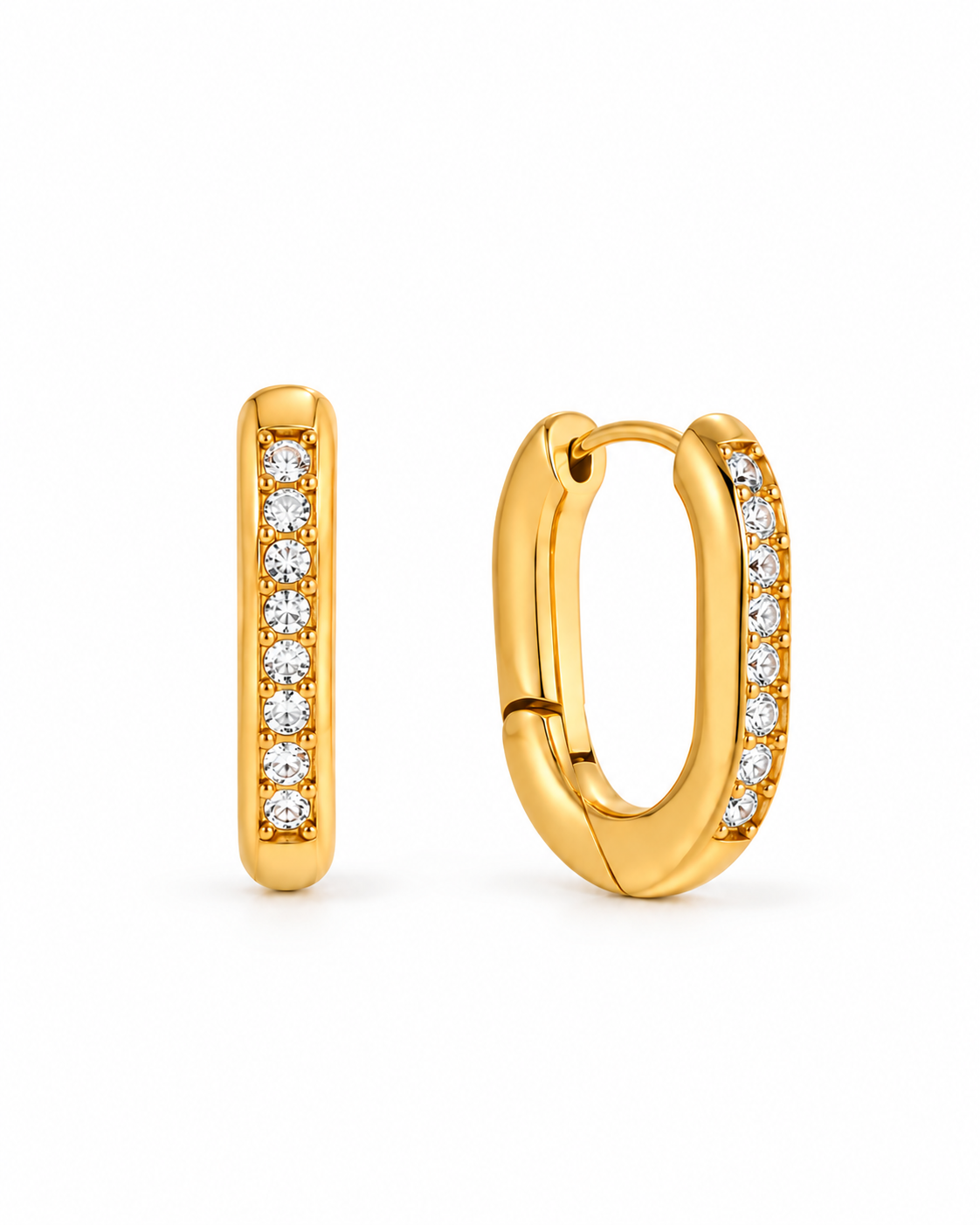 Auriga Crystal U Shape Gold Huggie Earrings