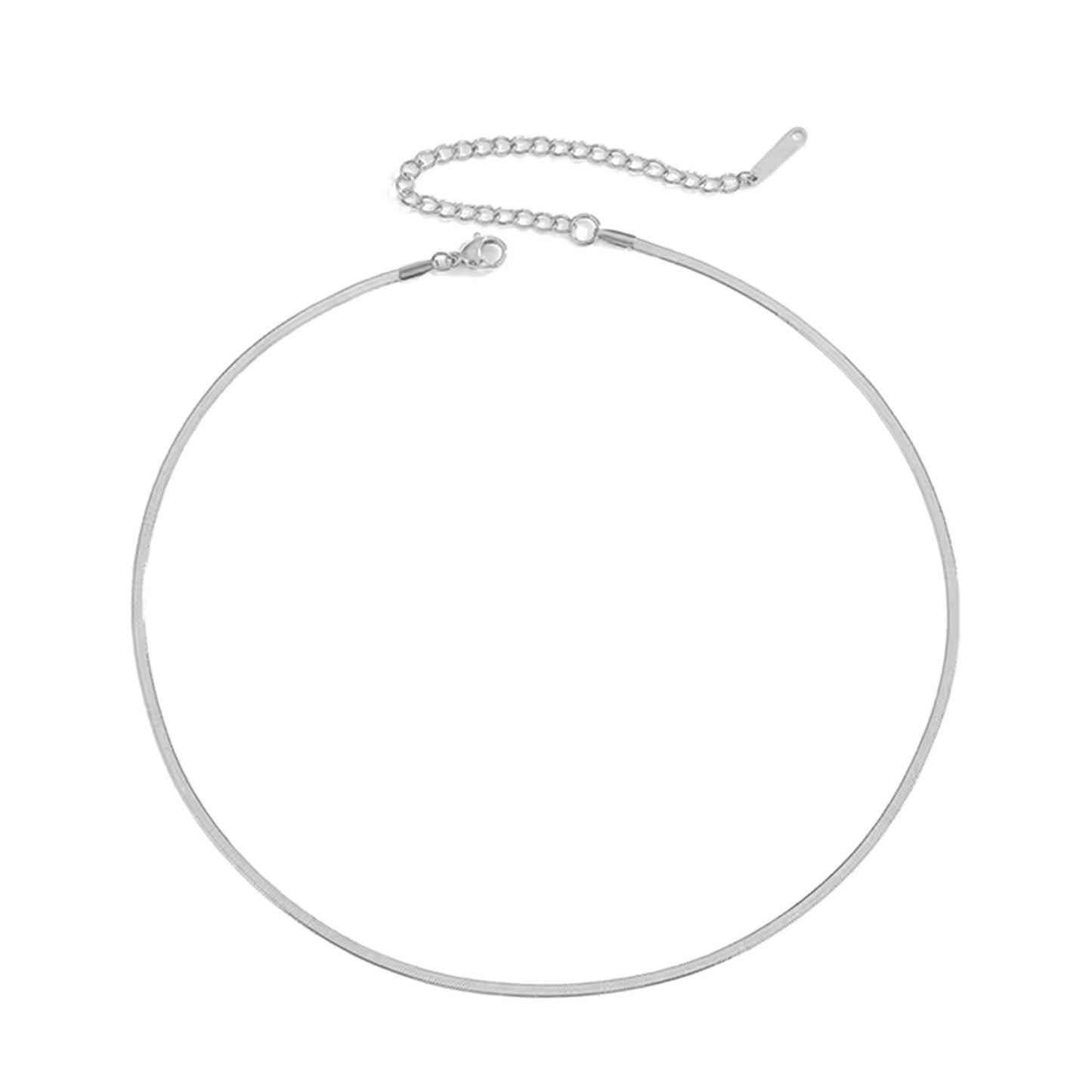 Lyra Herringbone Snake Chain Silver Choker Necklace
