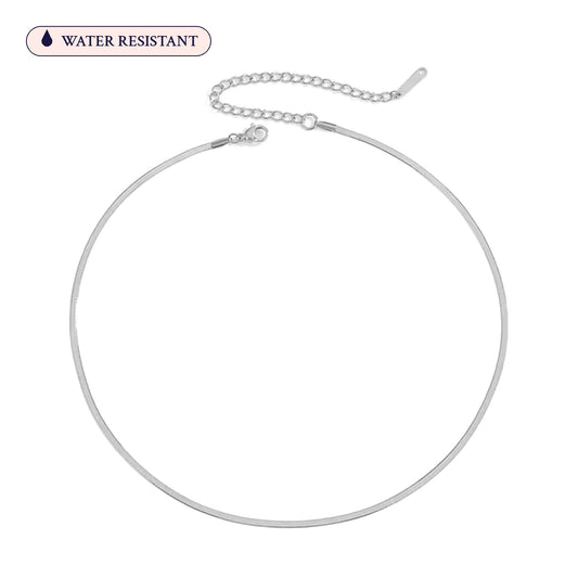 Lyra Herringbone Snake Chain Silver Choker Necklace