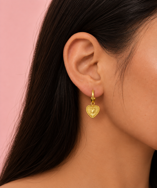 Aurora Heart Vintage Gold Earrings