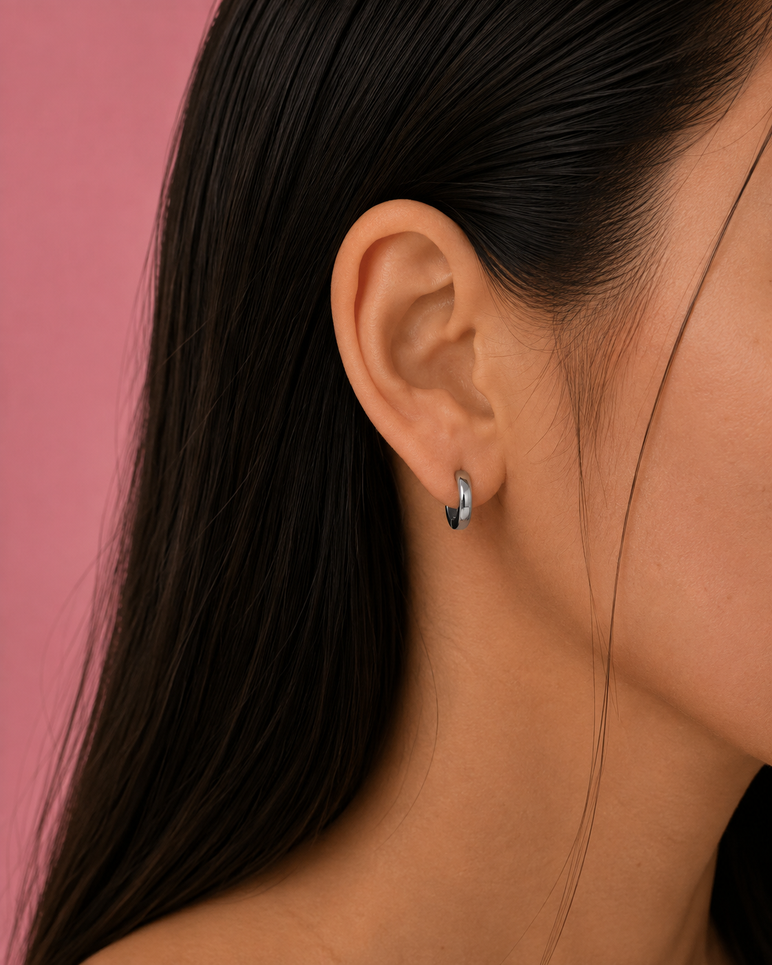 Calla Silver Huggies Earrings