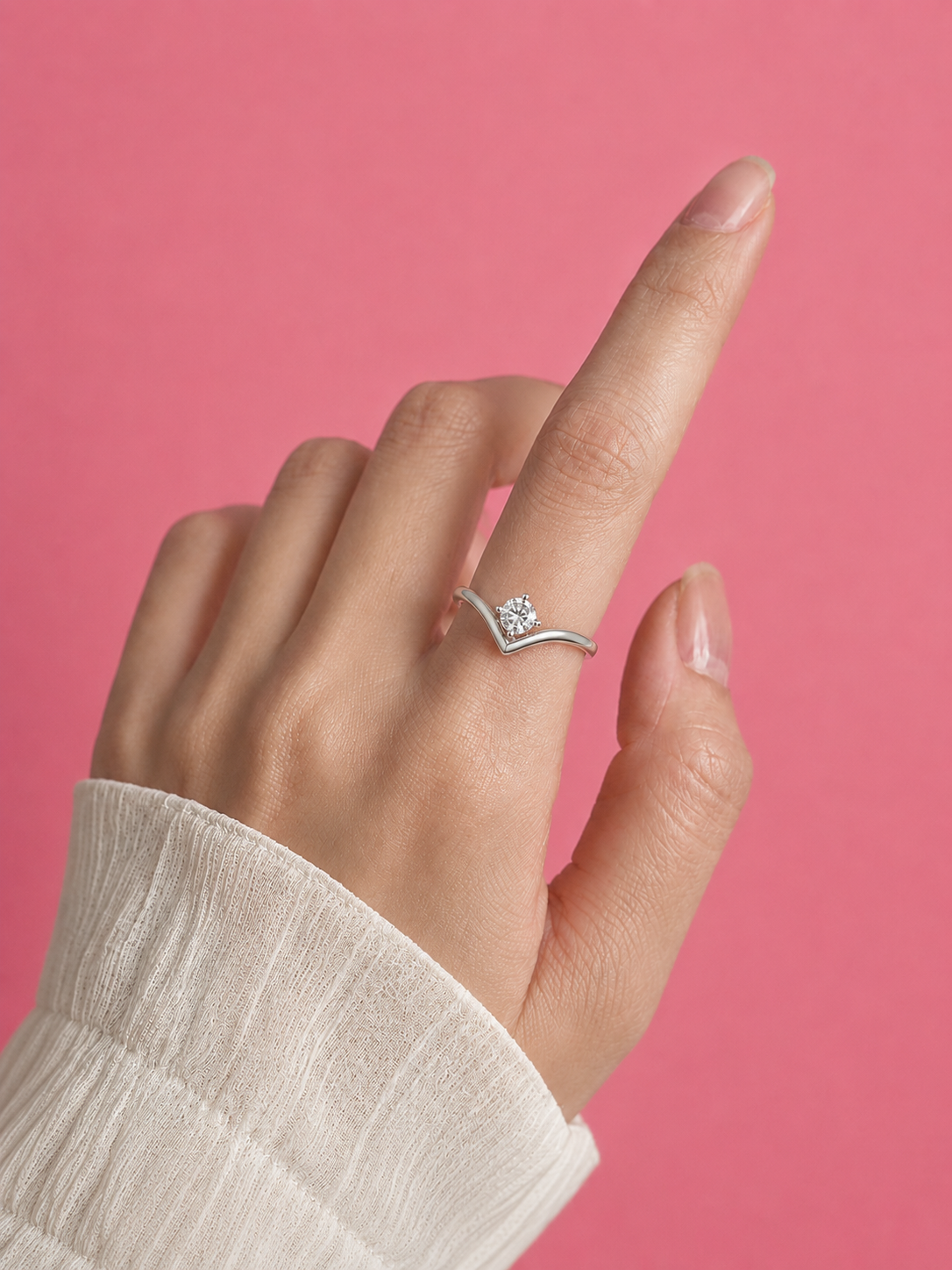Celestine Solitaire Crystal Adjustable Silver Dainty Ring