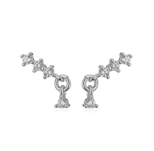 Constellation Drop Dainty Silver Stud Earrings