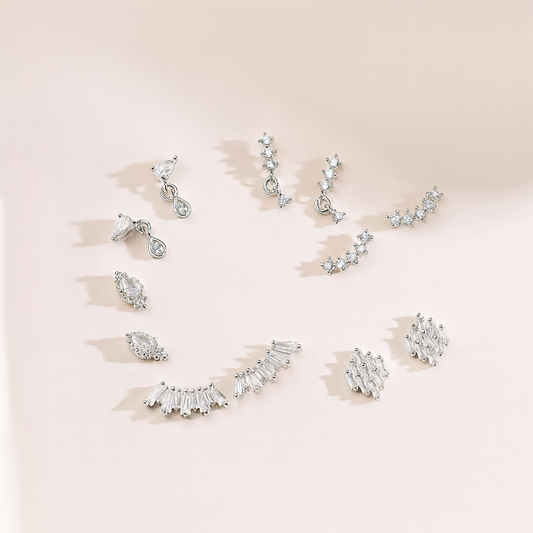 Aurora Teardrop Dainty Silver Stud Earrings