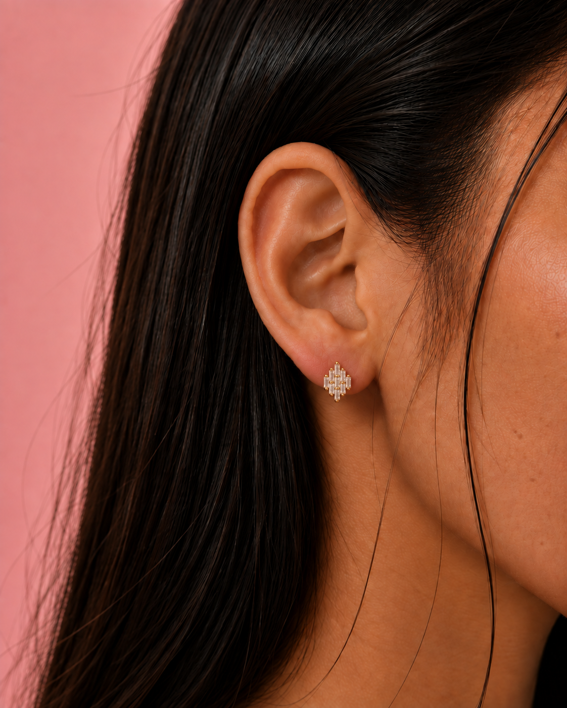 Evelina Diamond Stud Dainty Gold Earrings