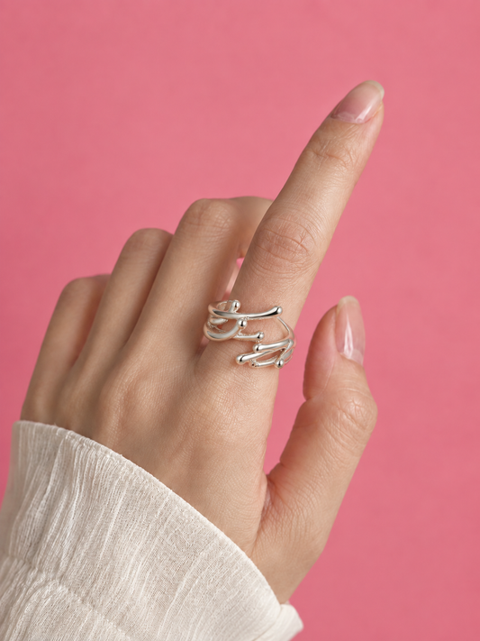 Mystic Forest Vine Silver Adjustable Ring