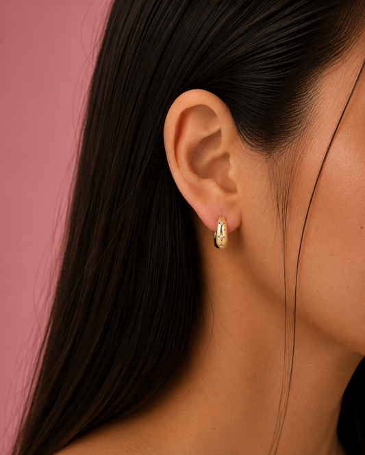 Solara Dainty Gold Hoop Huggies Earrings