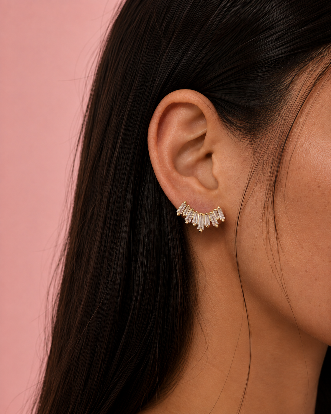 Soleil Crystal Dainty Gold Stud Earrings