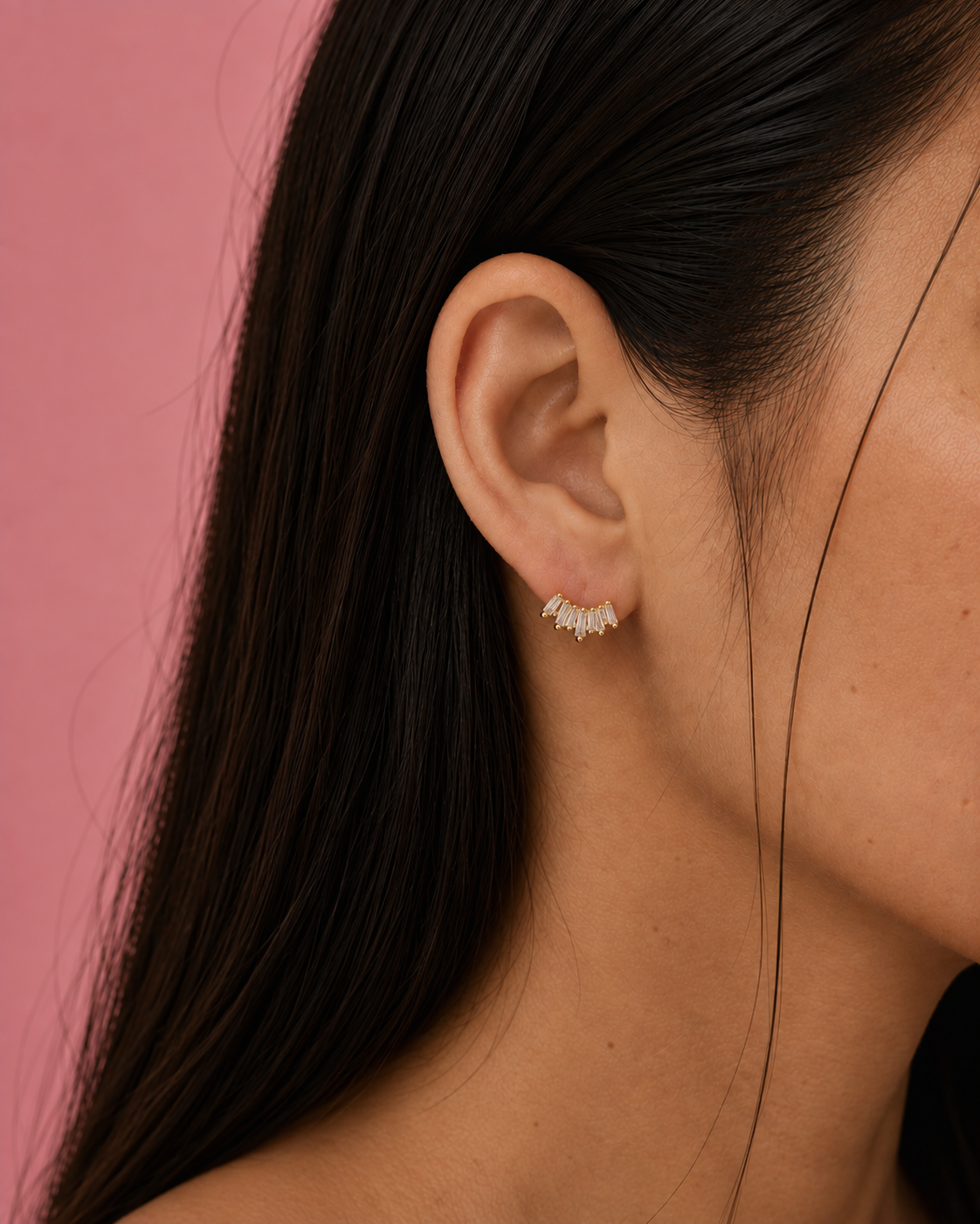 Soleil Crystal Dainty Gold Stud Earrings