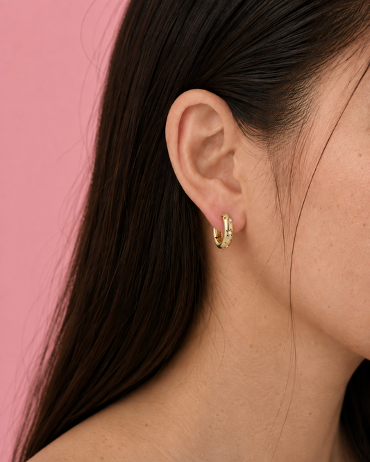 Starlight Dainty Gold Hoop Huggies Earrings