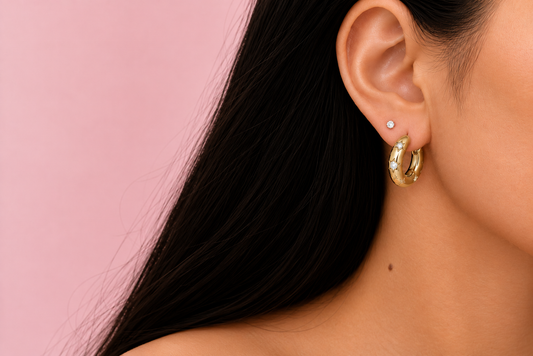Starlight Dainty Gold Hoop Huggies Earrings