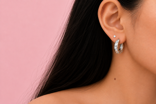 Starlight Dainty Silver Hoop Huggies Earrings