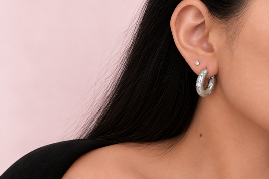 Starlight Dainty Silver Hoop Huggies Earrings